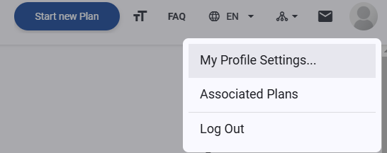 profile settings popup
