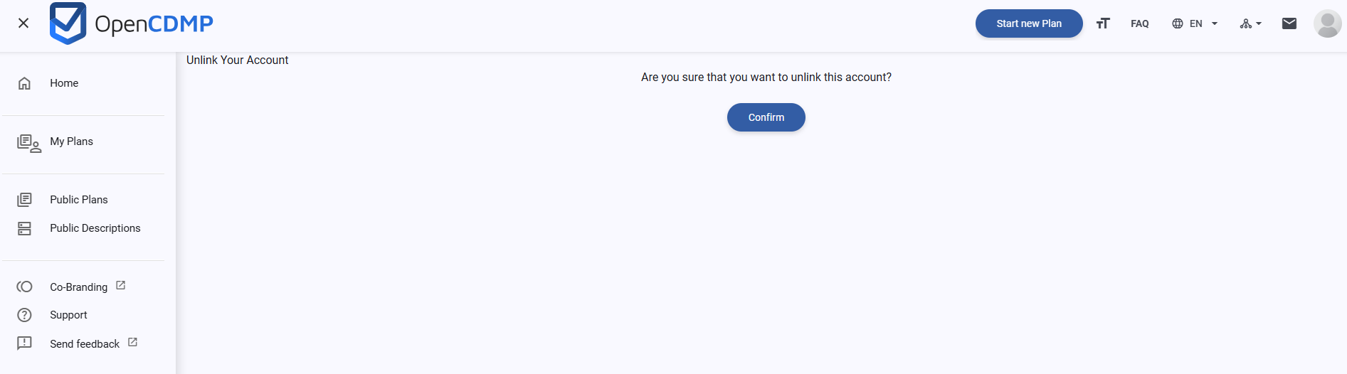 Unlink confirmation